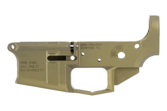 The Aero Precision M4E1 Stripped AR-15 Lower Receiver in ODG.